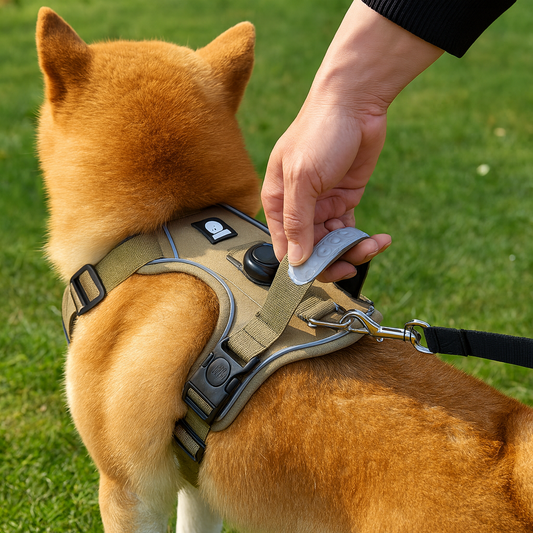 Dog Harness with Airtag Holder and Leash Set-Premium Oxford Breathable Material Durable Reflective Dog Harness and Leash Set