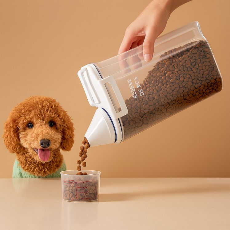 1.5kg/2kg Dog Cat Food Pail Plastic Storage Tank with Measuring Cup Container Moisture-proof Sealed Jar Pet Supplies Accessories