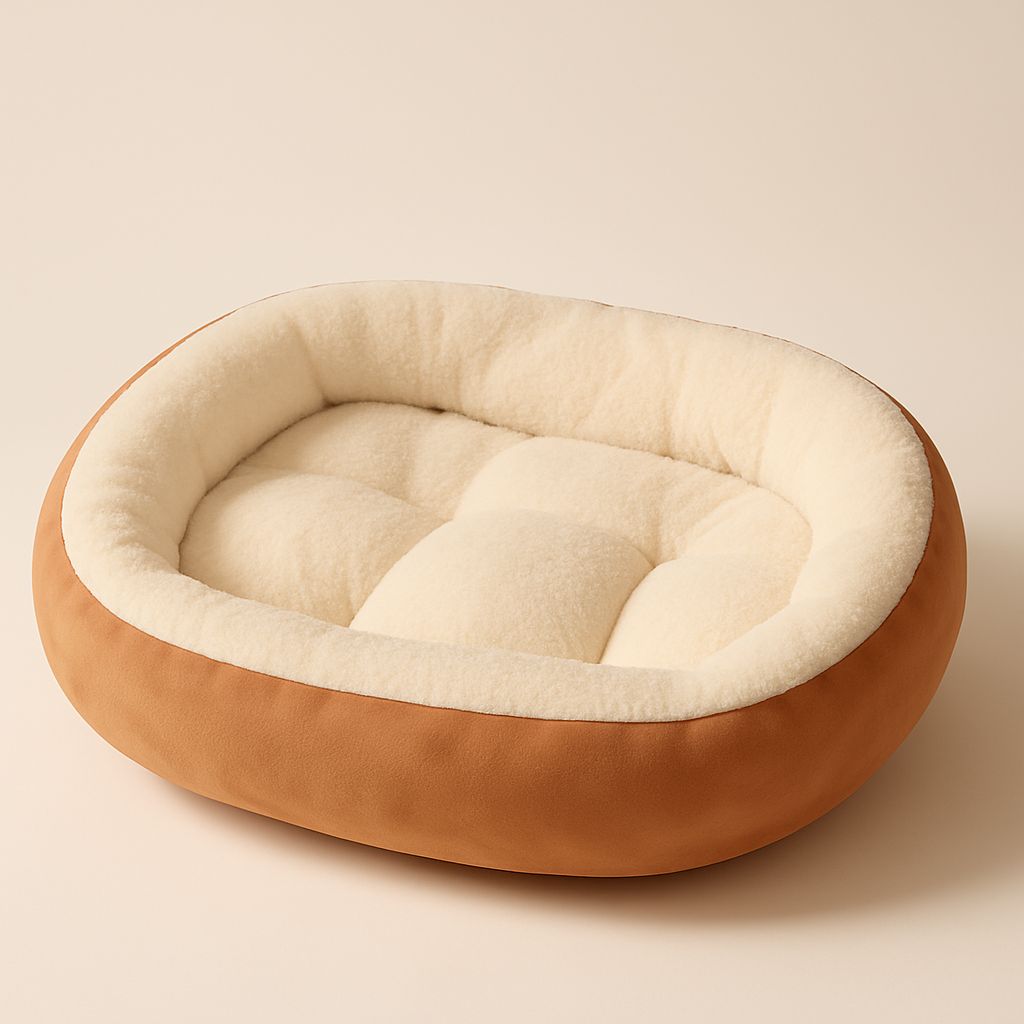 Plush Oval Pet Bed for Dogs and Cats,
