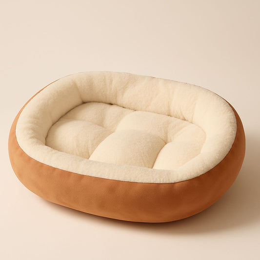 Plush Oval Pet Bed for Dogs and Cats,
