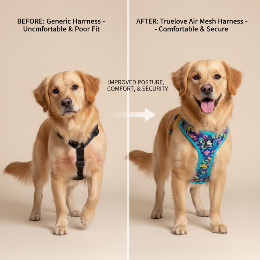 Truelove Pet Harness Soft Air Mesh Adjustable Reflective Pet Vest Small and Medium Breeds No Pull Adjustable Dog Harness TLH3016