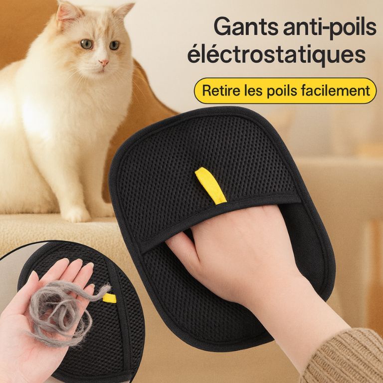 Gants Anti-Poils pour Animaux – Retrait Rapide des Poils