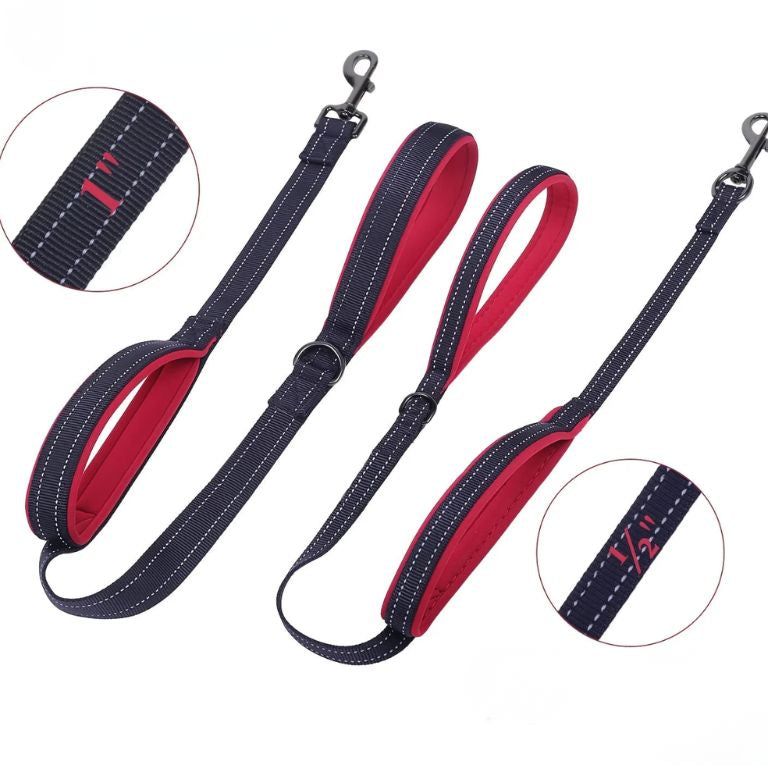 Dog Leashes Outdoor Travel Dog Training Chain Heavy Duty Double Handle Lead for Greater Control Safety Training Dual Handle