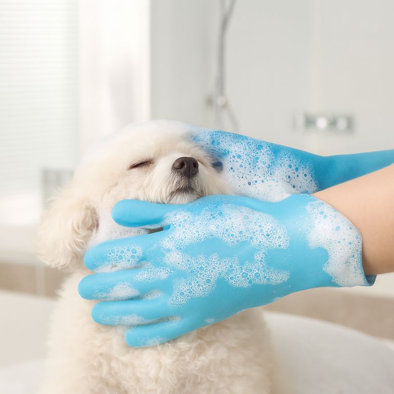 2Pcs Pet Grooming Cleaning Gloves Dog Massage Bathing Cleaning Glove Soft Silicone Hair Removal Glove Hand Skin Protection Glove