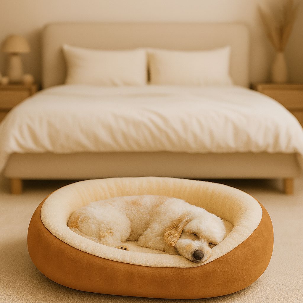 Plush Oval Pet Bed for Dogs and Cats,