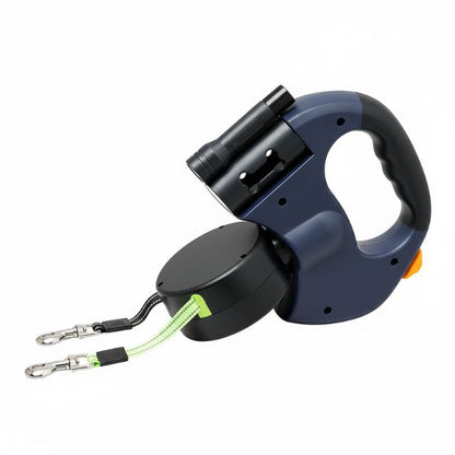 Retractable Dual Doggie Leash with LED Light, 360 Swivel No Tangle for Each Dog Independent Braking with 3M Reflective Leads