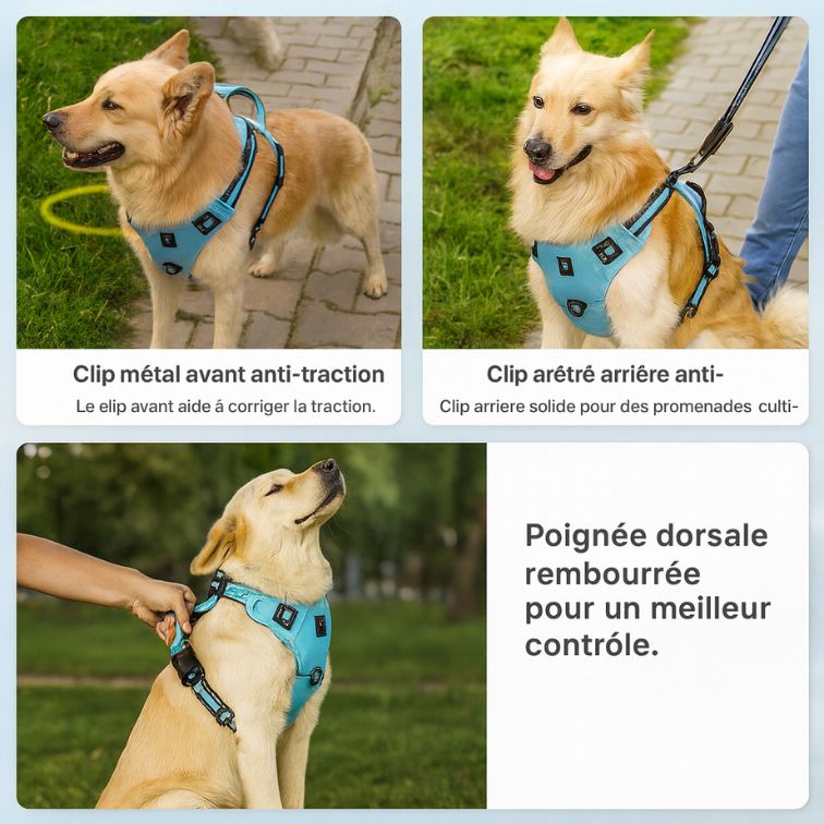 No Pull Dog Harness, Adjustable Soft Padded Pet Vest with Easy Control Handle