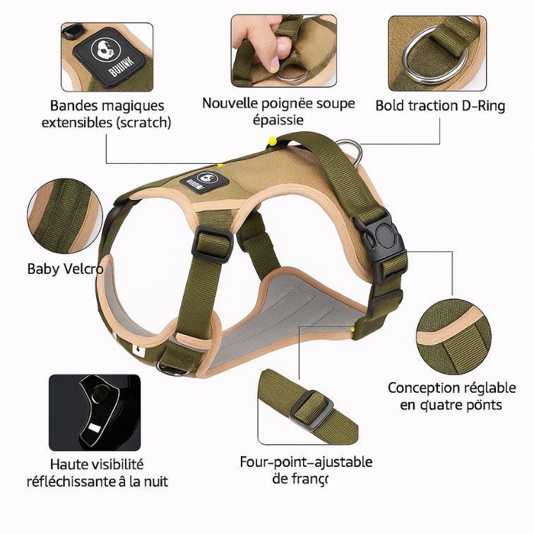 Dog Harnesses Pet Collar Labrador Army Reflective Adjustable Harness Oxford Cloth Vest Training Hound Walk Medium Large Dog