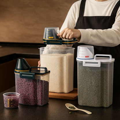 1.5kg/2kg Dog Cat Food Pail Plastic Storage Tank with Measuring Cup Container Moisture-proof Sealed Jar Pet Supplies Accessories