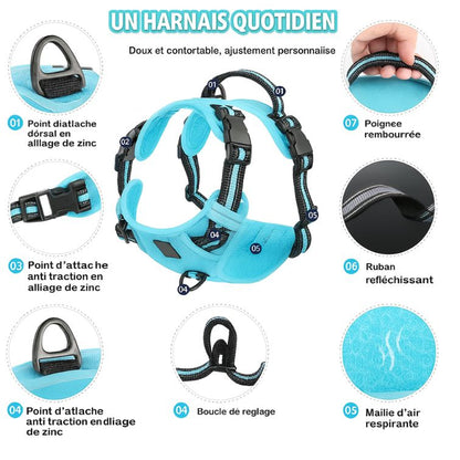 No Pull Dog Harness, Adjustable Soft Padded Pet Vest with Easy Control Handle