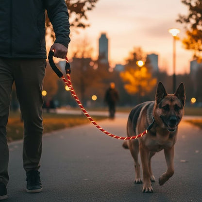 Reflective Dog Leash With Comfortable Padded Handle - Double Heavy Duty Traction Rope For Strong Dogs - Enhance Safety And Contr