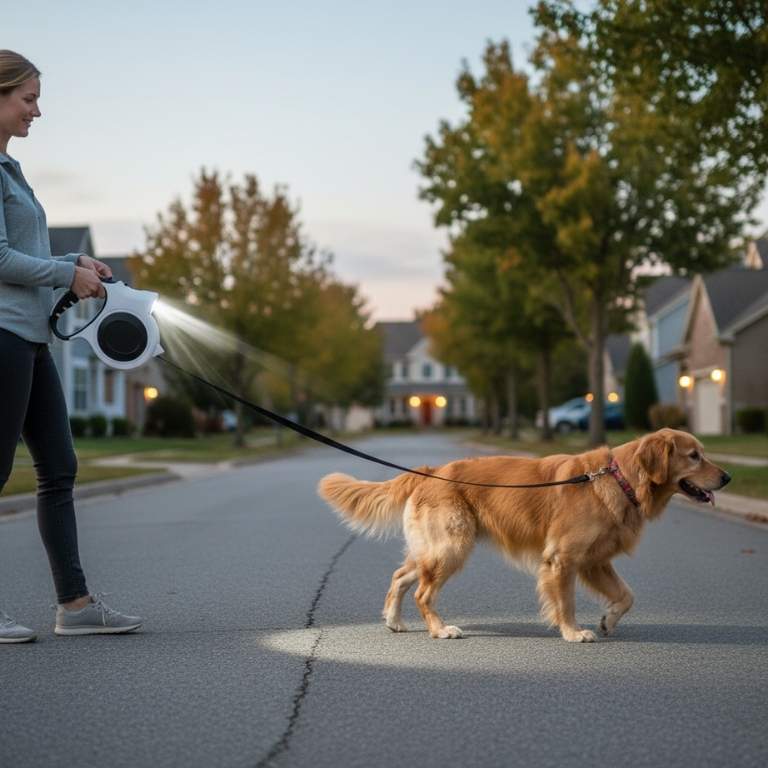 1pc Illuminated Retractable Dog Leash -16ft, Adjustable,ldeal For Medium And Large Dogs, Perfect For Nighttime Walks And Runs