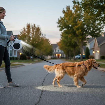 1pc Illuminated Retractable Dog Leash -16ft, Adjustable,ldeal For Medium And Large Dogs, Perfect For Nighttime Walks And Runs