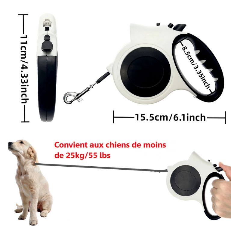 1pc Illuminated Retractable Dog Leash -16ft, Adjustable,ldeal For Medium And Large Dogs, Perfect For Nighttime Walks And Runs