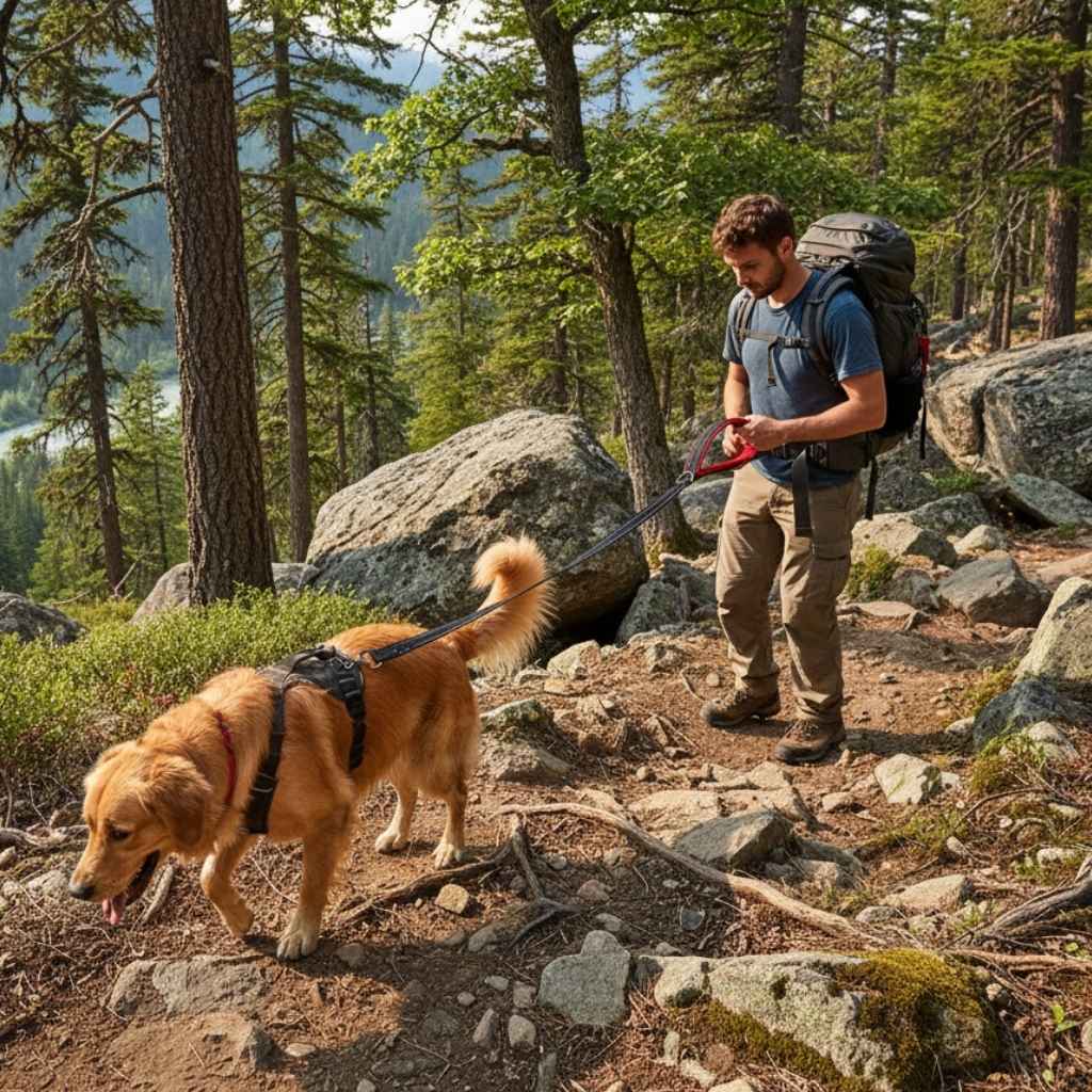 Dog Leashes Outdoor Travel Dog Training Chain Heavy Duty Double Handle Lead for Greater Control Safety Training Dual Handle