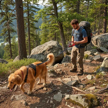 Dog Leashes Outdoor Travel Dog Training Chain Heavy Duty Double Handle Lead for Greater Control Safety Training Dual Handle