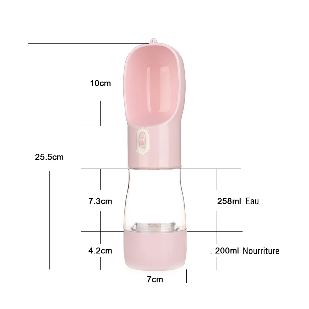 Bouteille et Distributeur d'Eau et/ou de Nourriture 2 en 1