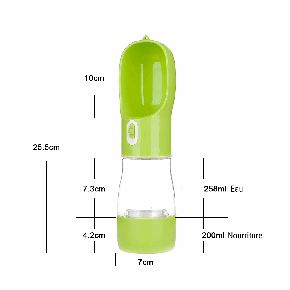 Bouteille et Distributeur d'Eau et/ou de Nourriture 2 en 1