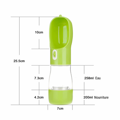 Bouteille et Distributeur d'Eau et/ou de Nourriture 2 en 1