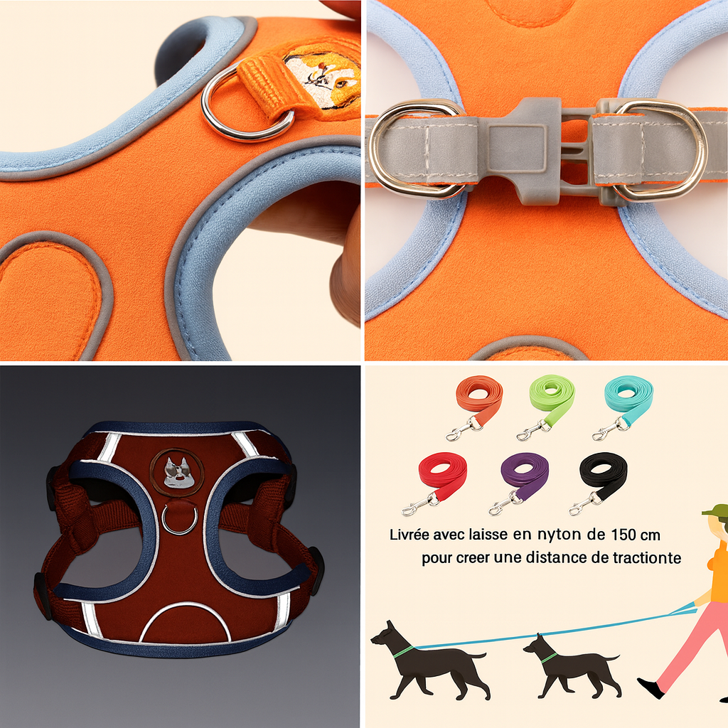 Dogs Adjustable Harness Leash Set for Small Medium Dogs Harness Vest Reflective Puppy Chest Strap Pet Walking Outdoor Supplies