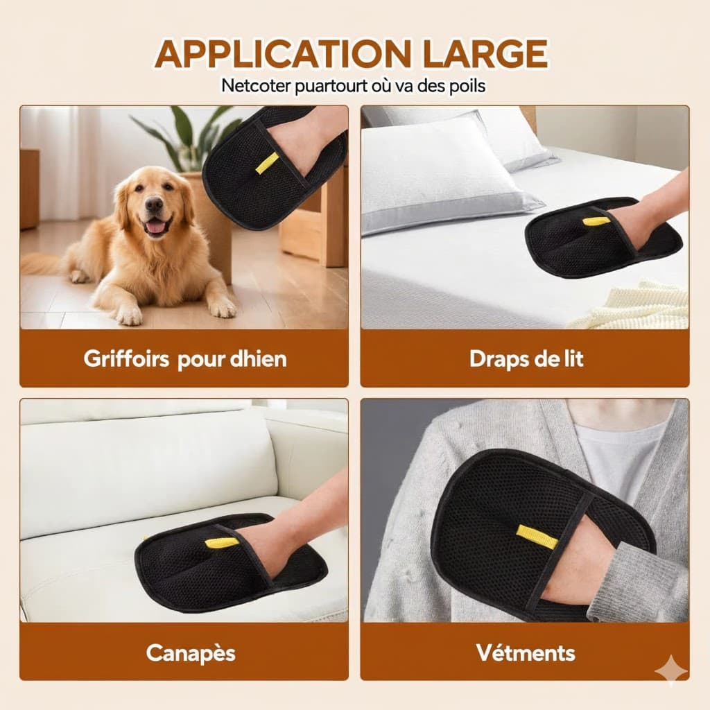 Gants Anti-Poils pour Animaux – Retrait Rapide des Poils